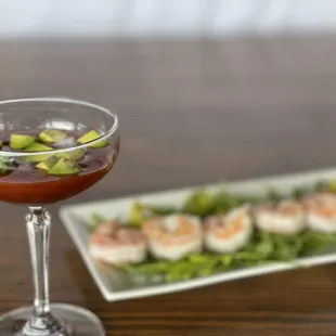 drink, sushi and sashimi