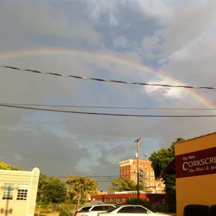 a rainbow in the sky