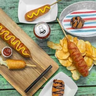 a hot dog with mustard and ketchup