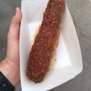 Foot long Korean Corndog with honey and sweet chili sauce