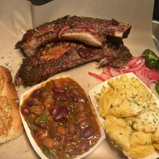 Beef back ribs with bean &amp; mac