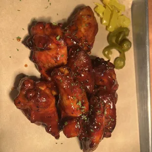 Smoked wings with whiskey BBQ sauce