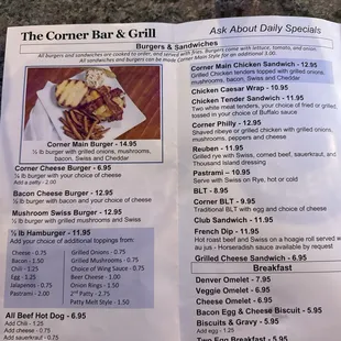 Food menu