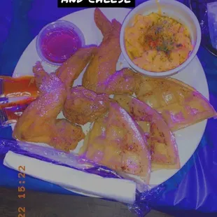 Chicken and waffles  Mac and cheese