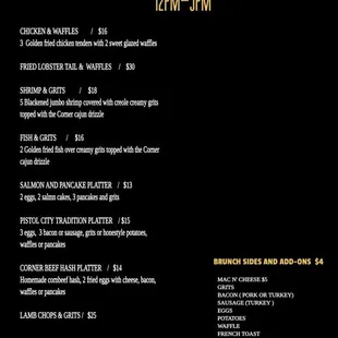 Brunch menu