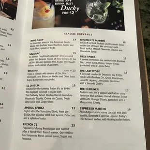 the menu