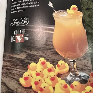 rubber ducks and a cocktail