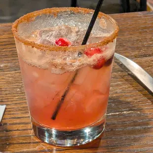 Spicy Christmas with cranberries mocktail at Corner Bar, Charlotte