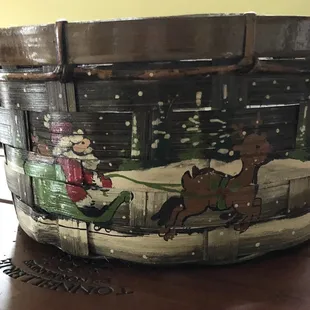 Hand painted basket - perfect for Christmas cards