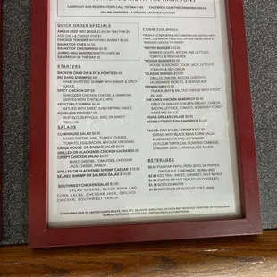 the menu