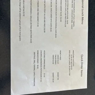 Menu on Monday 20 May 2024 around 13:30   Very limited, they were out of grilled chicken and French dip