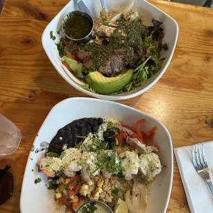 Paleo Bowl (top) and Latin Bowl w/ shrimp (bottom)