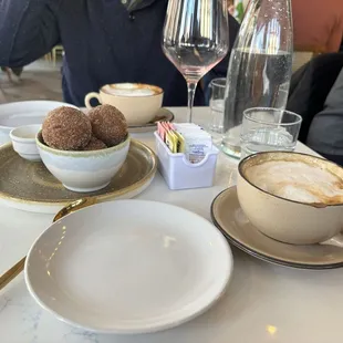 Ricotta doughnuts with caramel and crème anglaise sauces!!