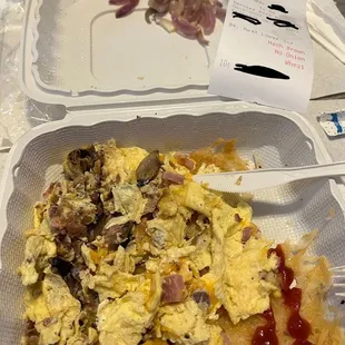 Meat lover omelette "with no onion"