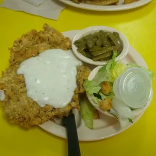 Chicken fried steak for lunch. Huge plate but totally delicious.