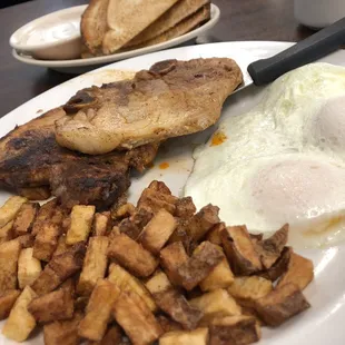 Pork chops breakfast