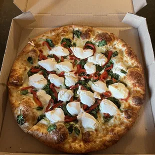 Spinach garlic pizza