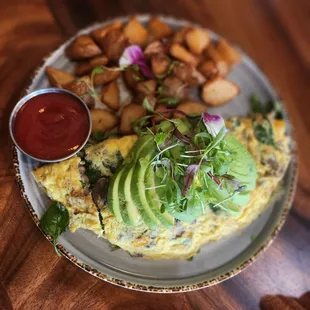 Vegetarian omelet add avocado
