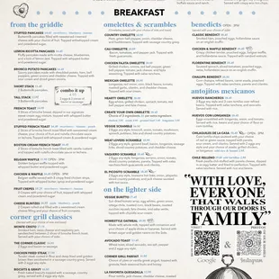 The Corner Grill &amp; Bakery (front) Menu
