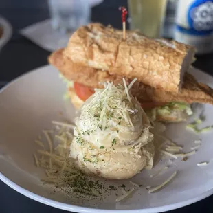 Catfish Po&apos;Boy with Garlic Parmesan Mash