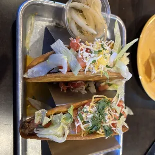 Americano Tacos with jalapeño relish.