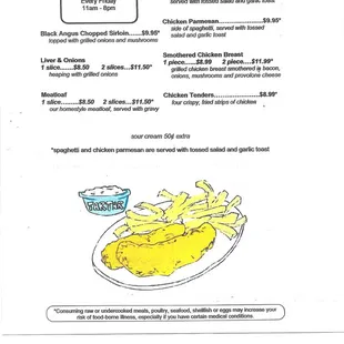 the menu for the main course