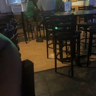 The DJ is socializing and puts a track on and let's it ride. I've been listening to Chuck Brown for an hour. Please switch it up!!! Damn....