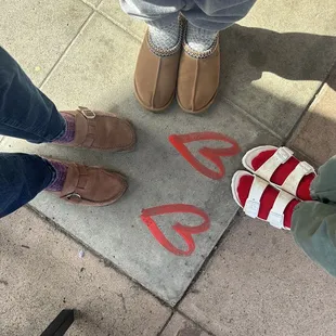 Hearts on the sidewalk all over La Jolla