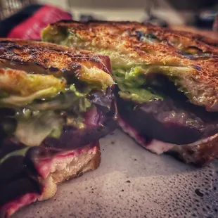 'Karma Farm' purple roasted carrot sandwich