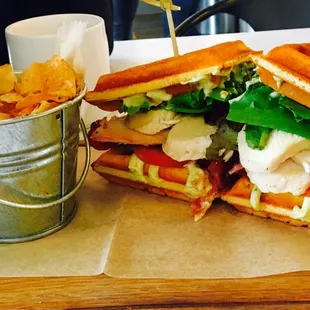 Chicken and Bacon Waffle Sandwich