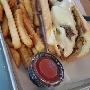 Philly and large fries...