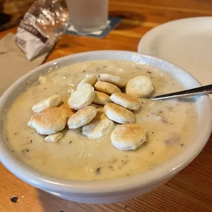 a bowl of soup with bananas