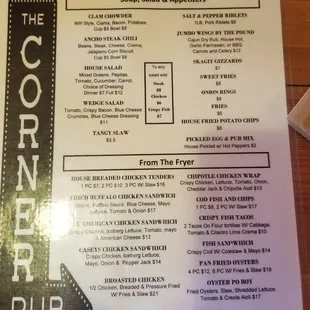 menu