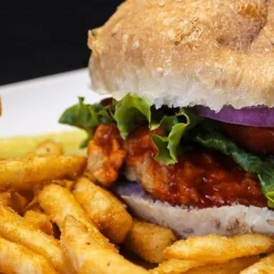 a burger and french fries