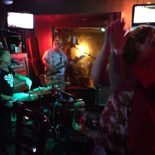Dancing at The Corner Pub to the Billy Rock Band.