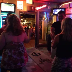 Dancing at The Corner Pub to the Billy Rock Band.