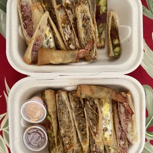 Sampler Platter with a variety of dipping sauces