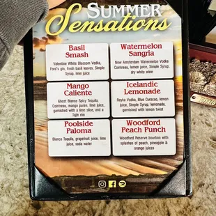 a menu for a restaurant