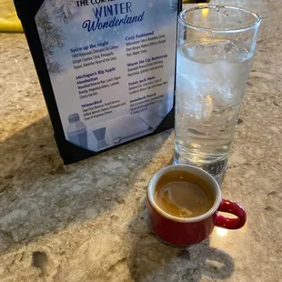 A beautiful and tasty espresso with their winter wonderland cocktail list