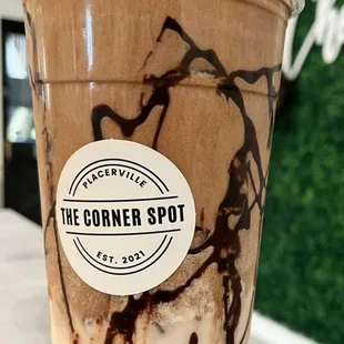 32oz. Loaded Mocha Iced Protein Coffee: l 170 cal. 15g of whey protein 9g carbs. 3g sugar | 80 MG of caffeine
