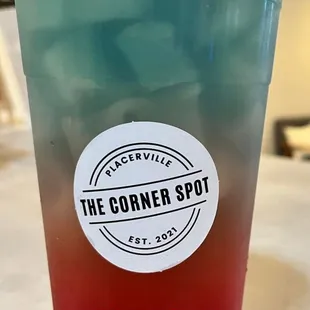 32oz. Blue Razz Tea: Raspberry tea, Cranberry aloe, Pom B12 &amp; Sugar free blue blast flavor | 20 - 25 cal. 5g carbs 0 sugar