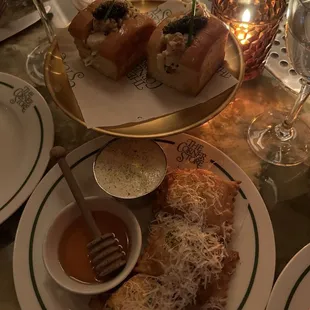 Lobster caviar rolls, 5 cheese pepperoni rolls