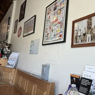 a wooden bench in a store