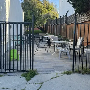 Outdoor dining area which is pet friendly