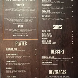 Menu as of 11/28/21