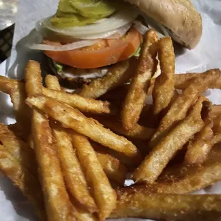 Veggie Southwestern Burger with fries