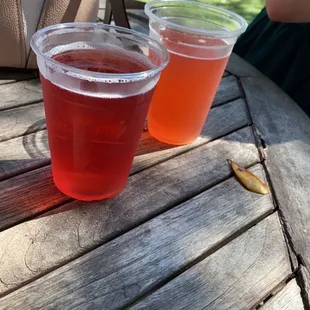 two cups of beer on a table