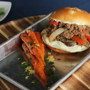Italian Beef Sandwich with Roasted Parmesan Carrots