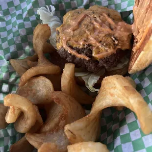 Burger and fries