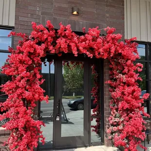 the entrance to a building